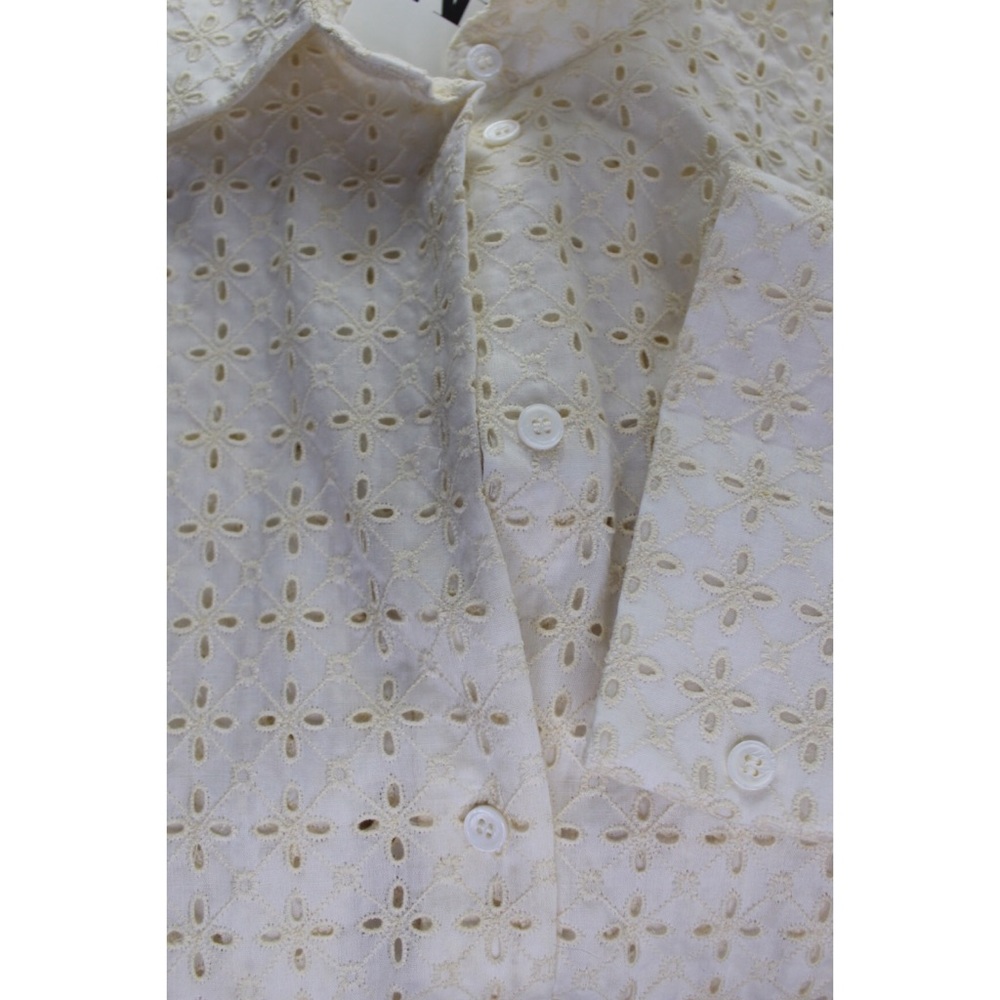 Zara NWT Oversized Cutwork Embroidered Buttoned Top Medium Ecru - Picture 5 of 10